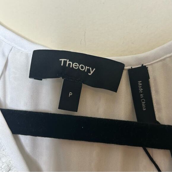 Theory Pleated Mod Lace Halter Cami Top White Tank Sleeveless Shirt NWT Size P - Picture 5 of 7